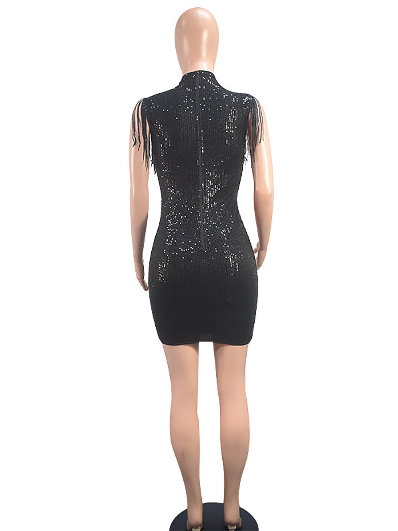 Sequin Tassels Sexy Hollow Out Nightclub Dress