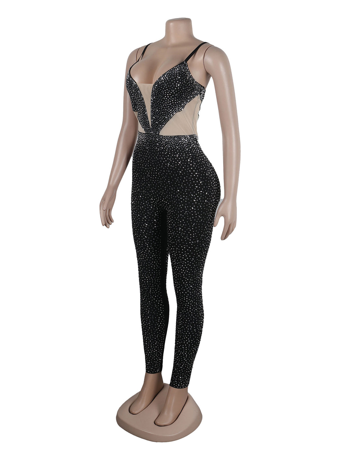 Rhinestone See through Club Jumpsuit