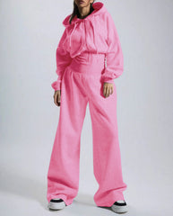 Hooded Zip Front Wide Leg Jumpsuit