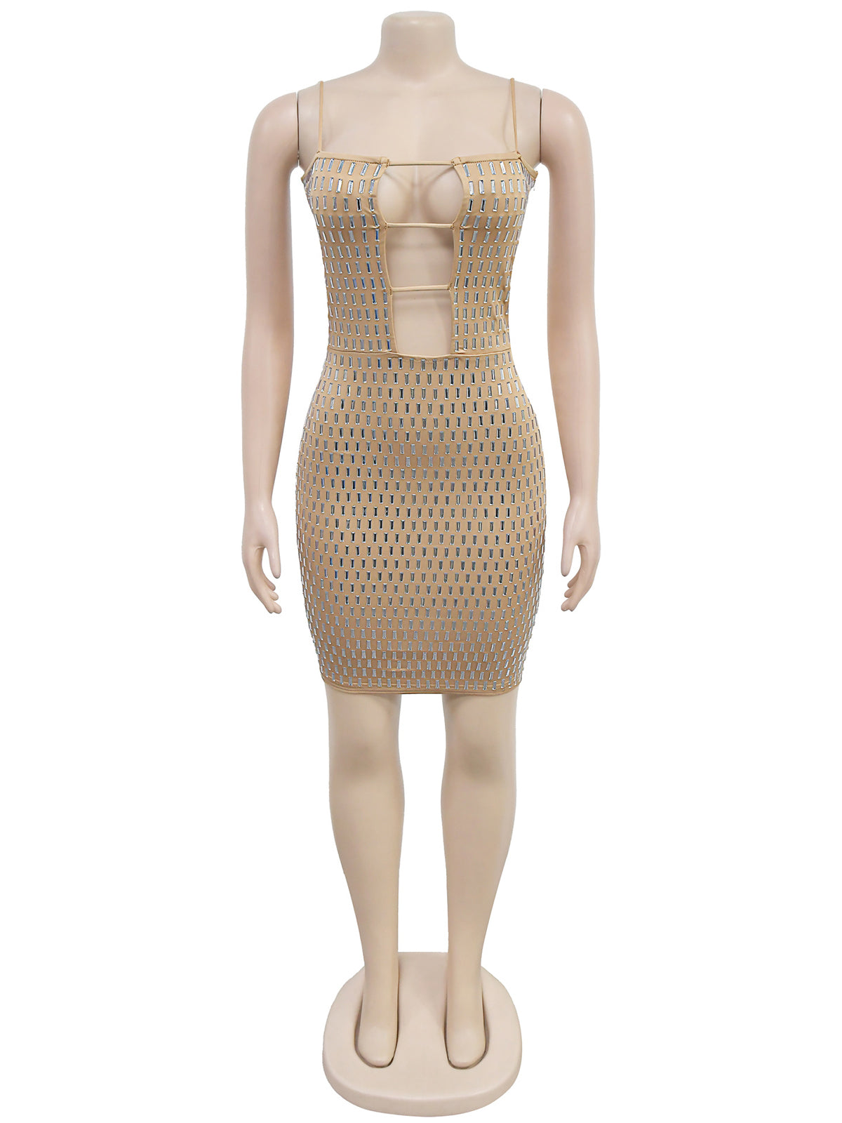Elegant Rhinestone Hollow Out Party Mini Dress