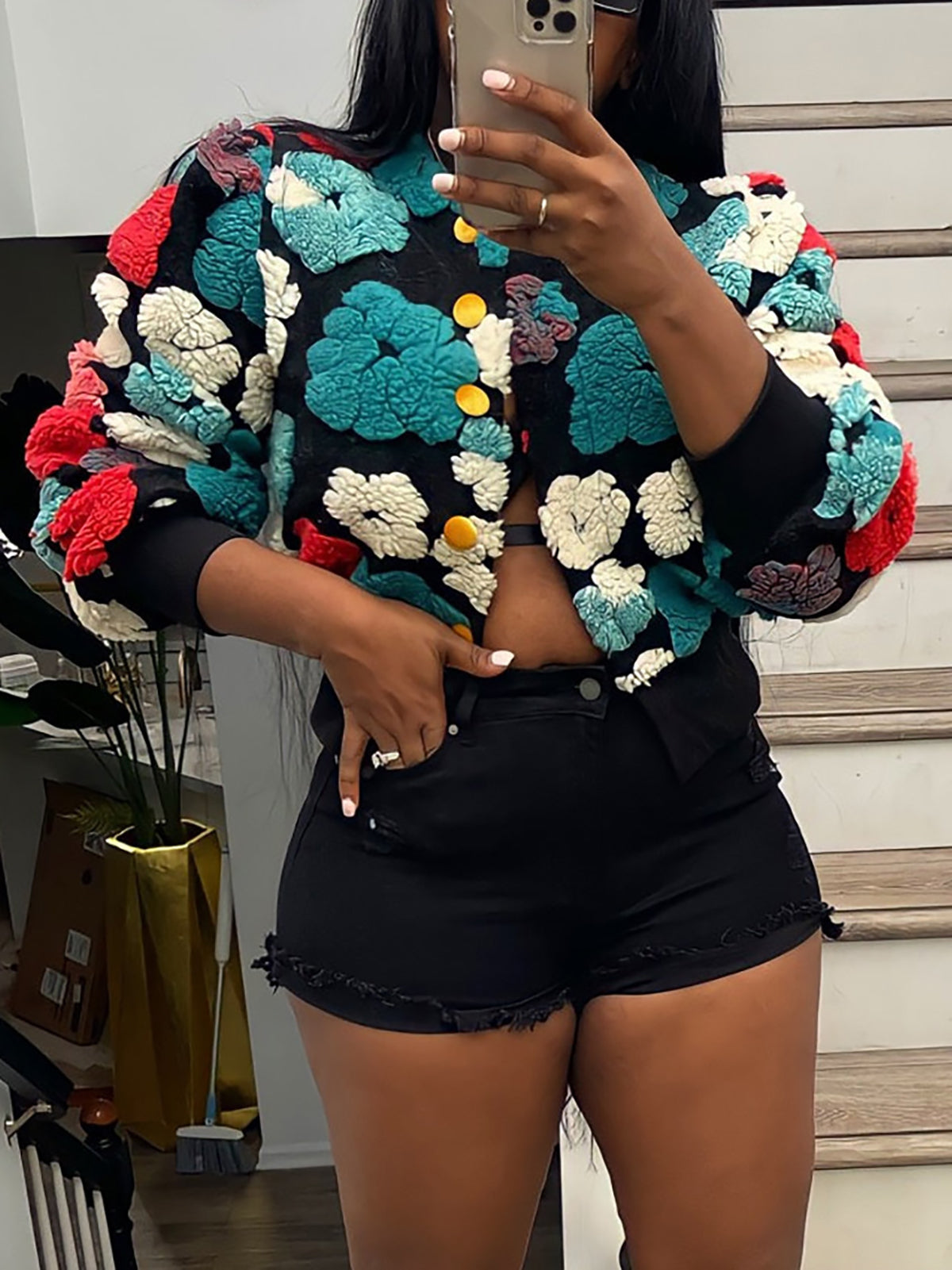 Retro Jacquard Single-breasted Cardigan Coat
