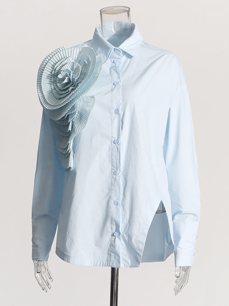 Elegant Floral Patchwork Irregular Blouse