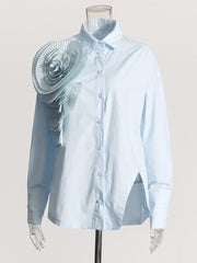 Elegant Floral Patchwork Irregular Blouse