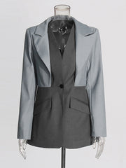 Two-Tone Tailored Notched Lapels Blazer