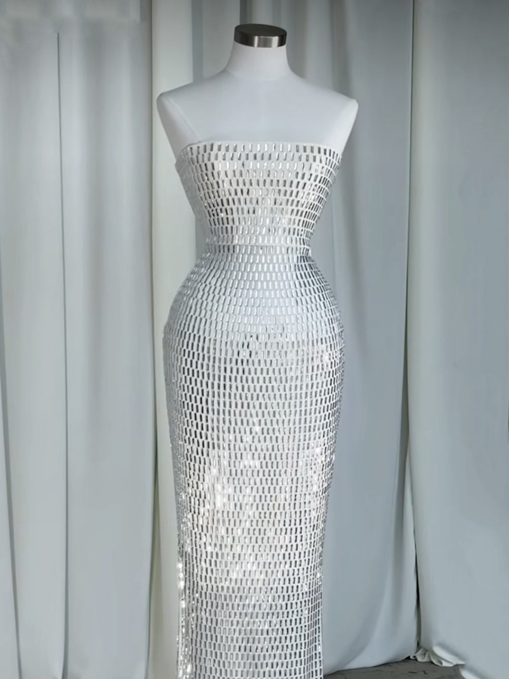 Sexy Rhinestone Strapless Party Maxi Dress