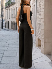 Sexy Halter Hollow Out Straight Jumpsuit