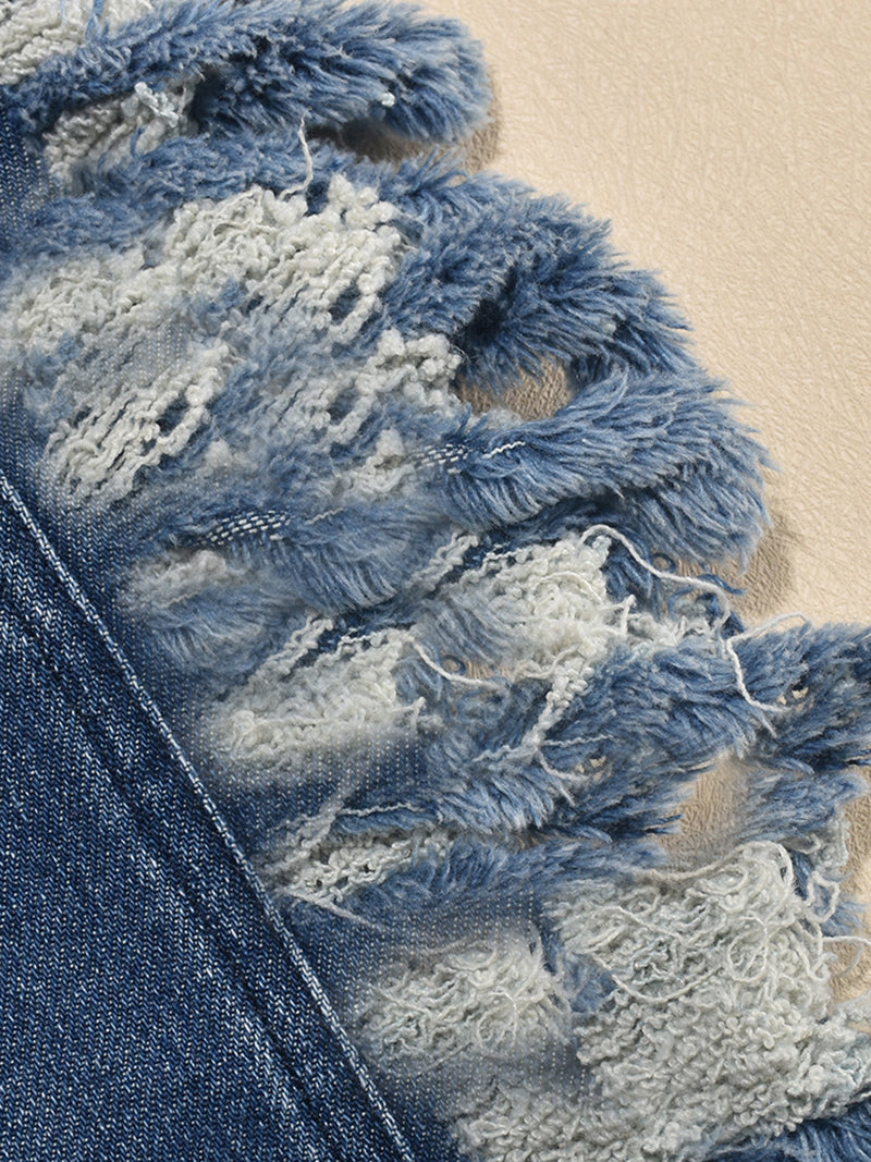 Sexy Distressed Denim Strapless Romper
