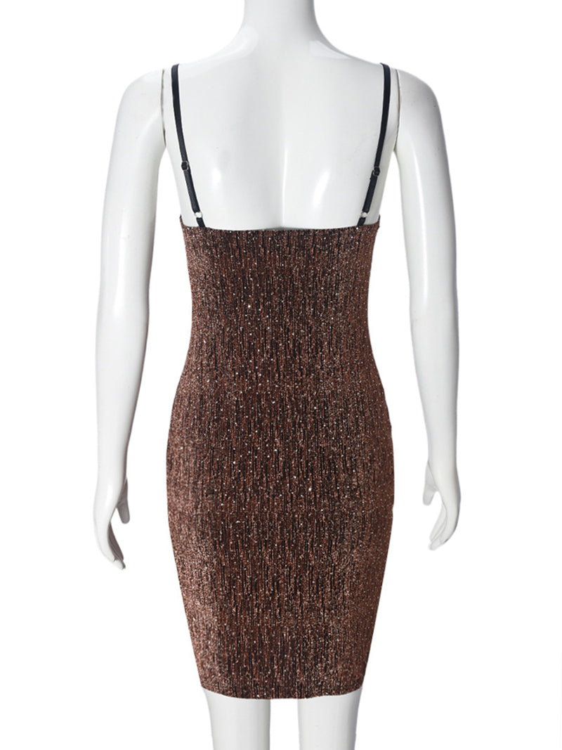 Sexy Spaghetti Strap Backless Bodycon Mini Dress