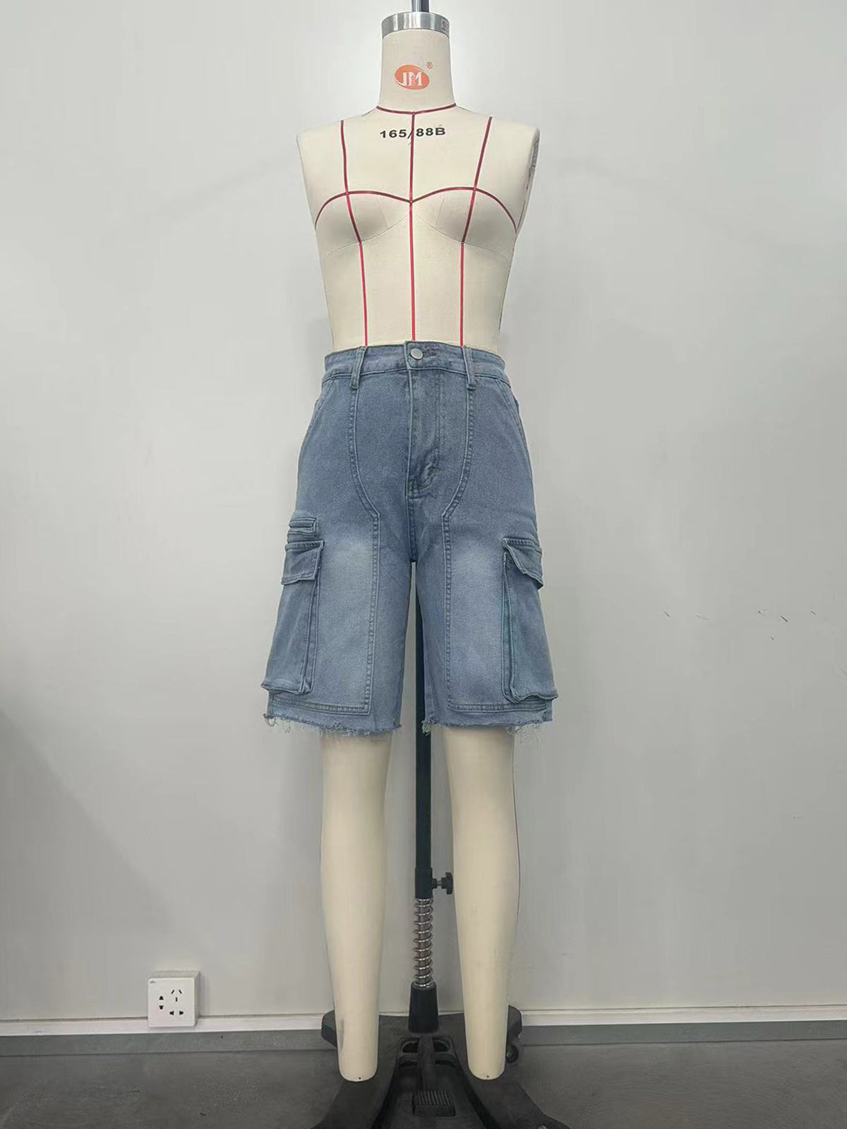 Casual High Waist Denim Cargo Shorts