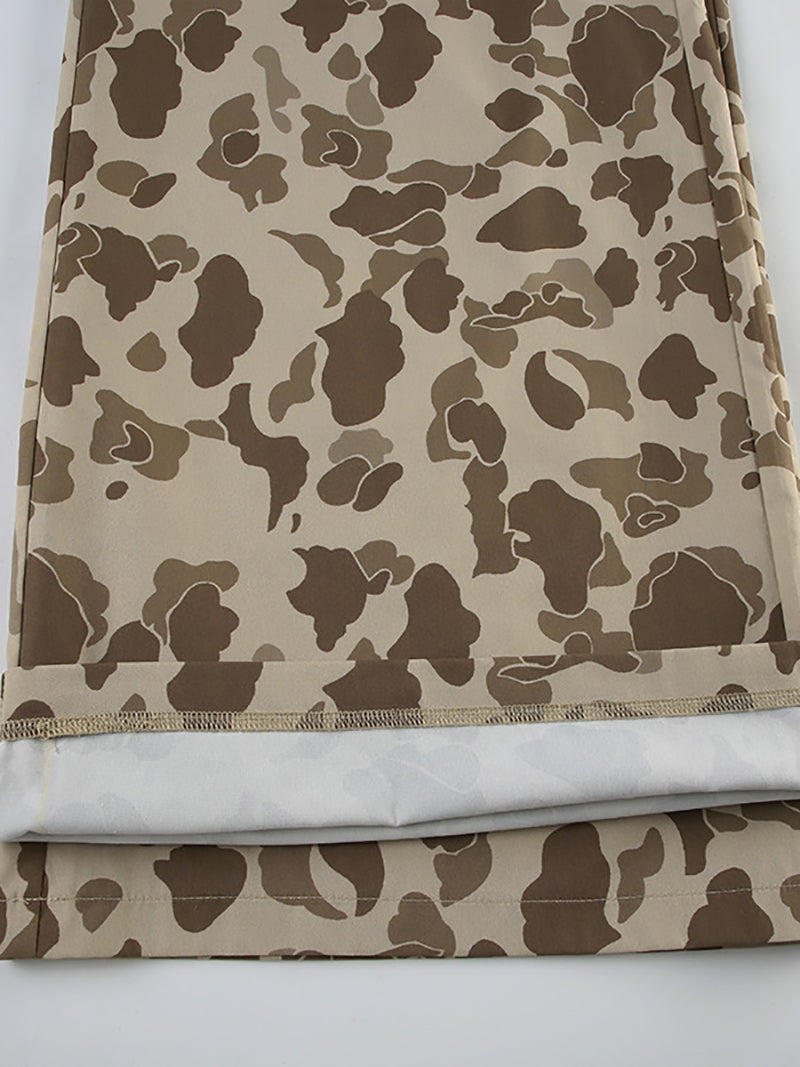 Casual Camo Print Drawstring Baggy Straight Pants