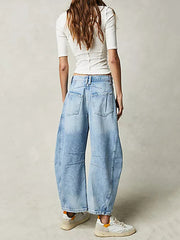 Casual Mid Waist Wide Leg Loose Jeans