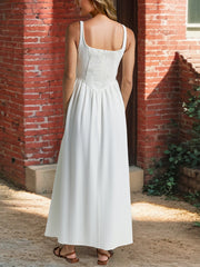 Casual Sleeveless Straight Neck Fit Maxi Dress