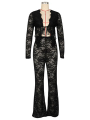 Sexy Lace See Through Night Club Two Piece Set