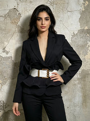 Wide Belt Tailored Blazer for Women-boutique
