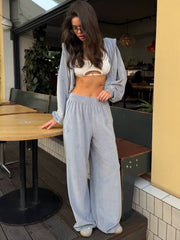 Cropped Zip Jacket and Relaxed Pants Set