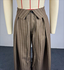 High Waist Striped Wide Leg Pants
