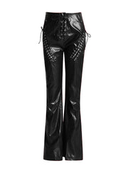 Fashion Bandage Slim PU Leather Pants