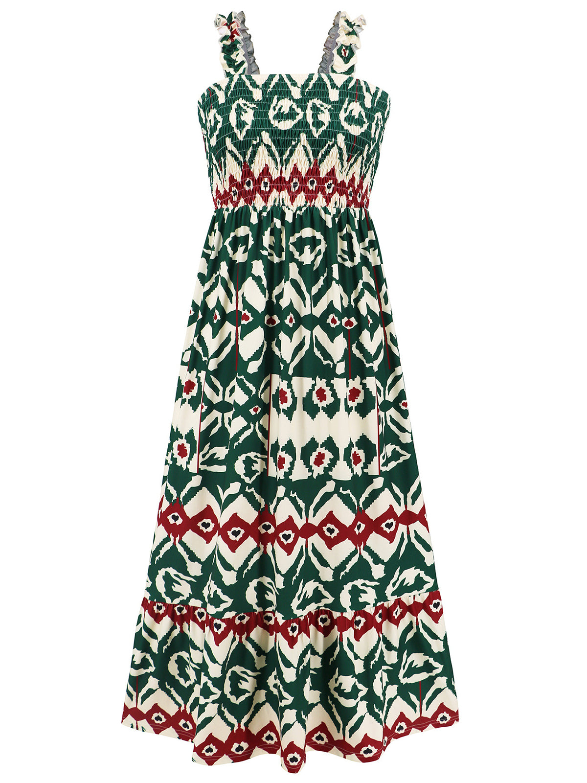 Casual Print Spaghetti Strap Square Neck Maxi Dress