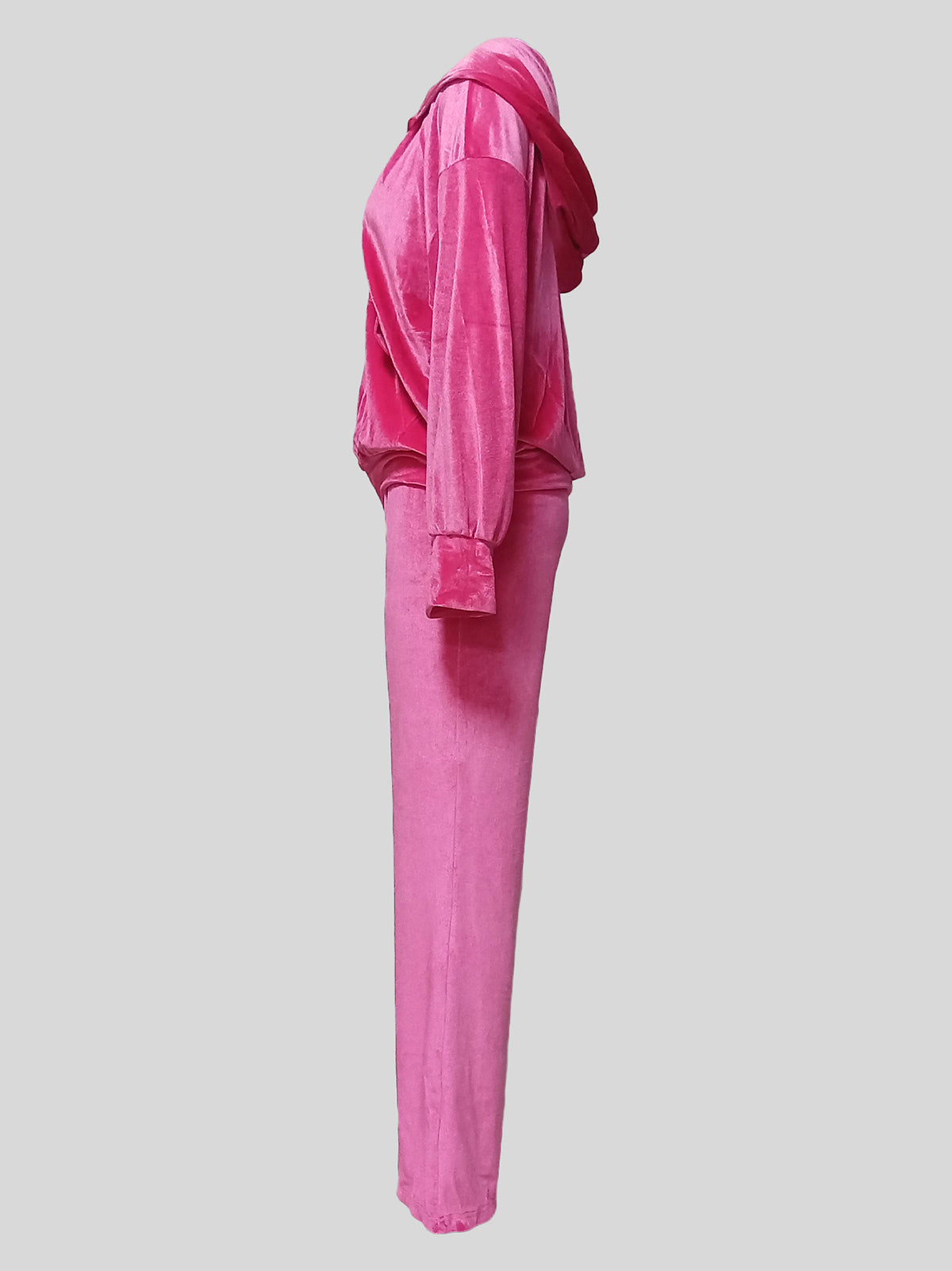 Velour Zipper Hoodie Wide Leg Pants Sets