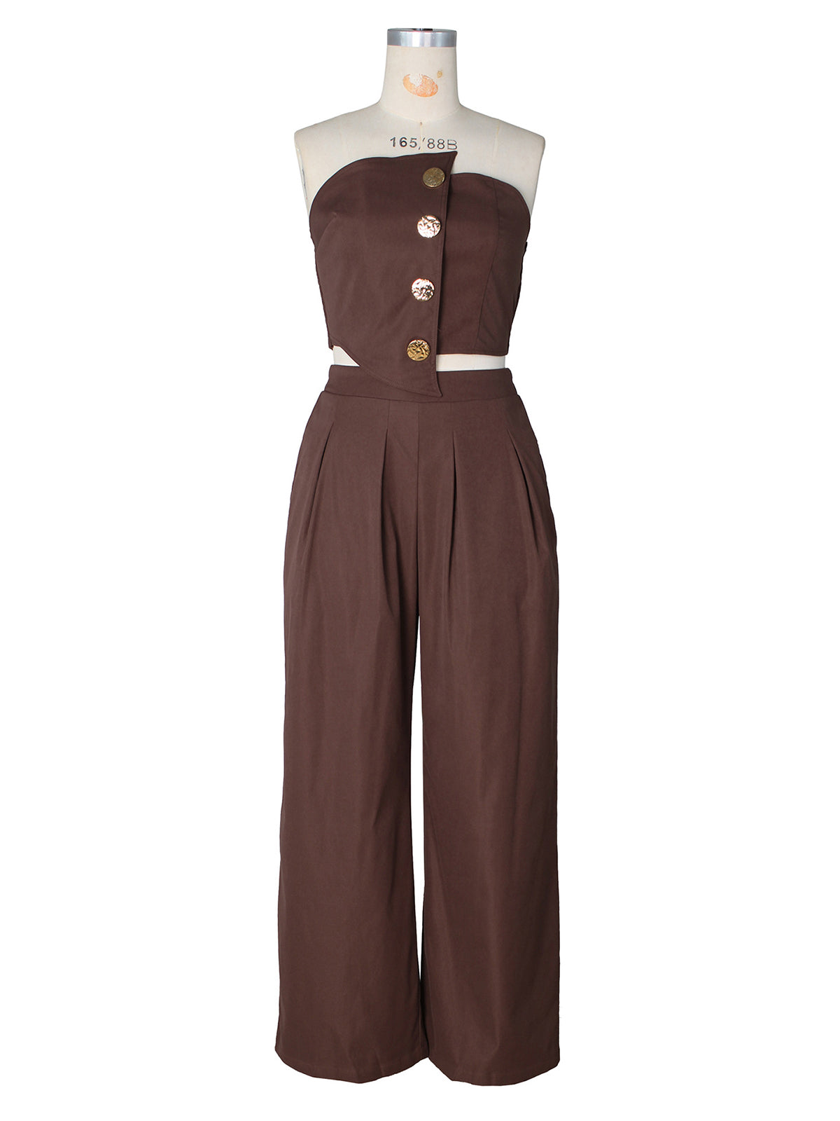 Fashion Asymmetrical Tube Top and Wide Leg Pants Set