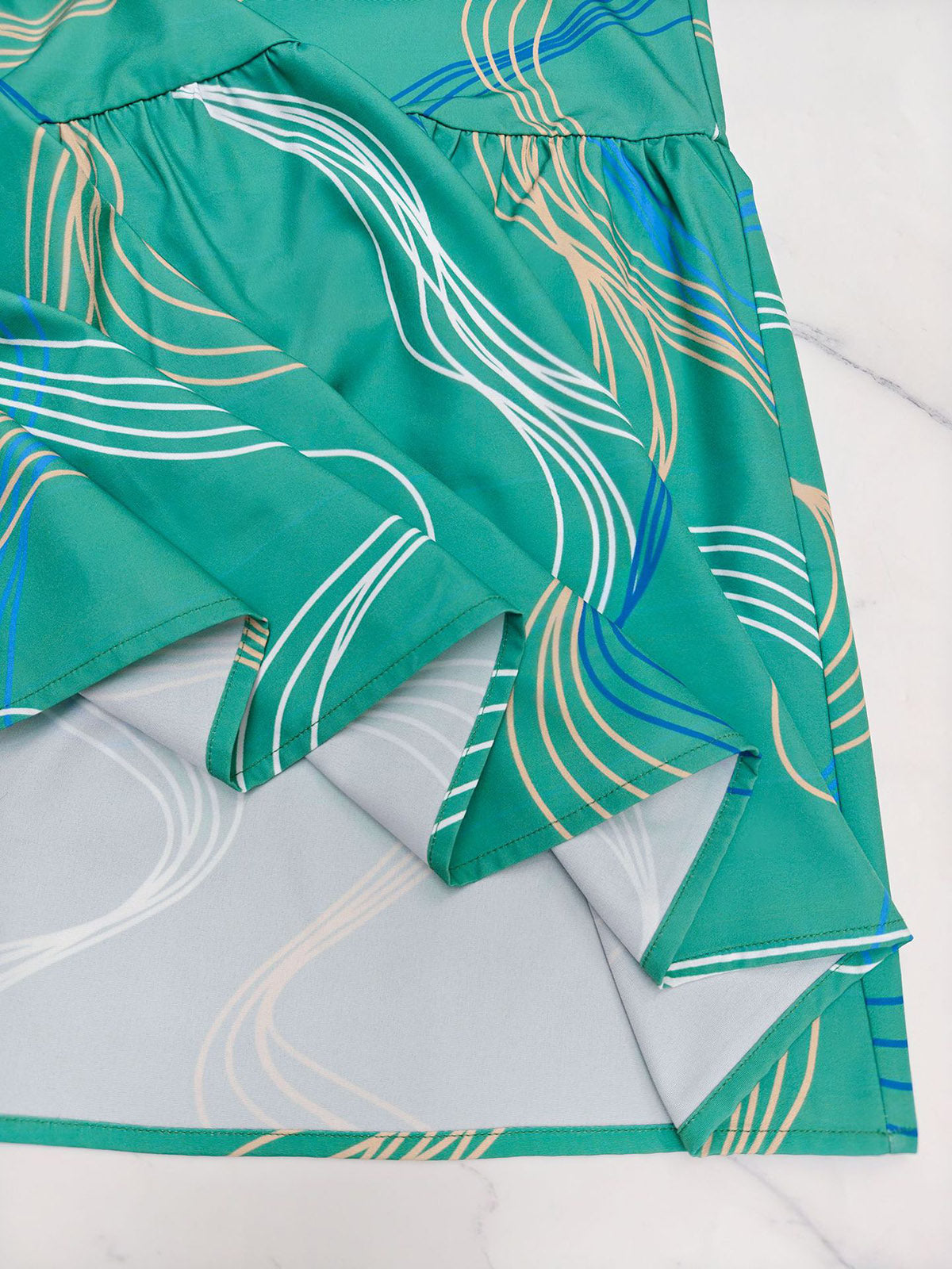 Elegant Print Halter Sleeveless Ruffle Hem Maxi Dress