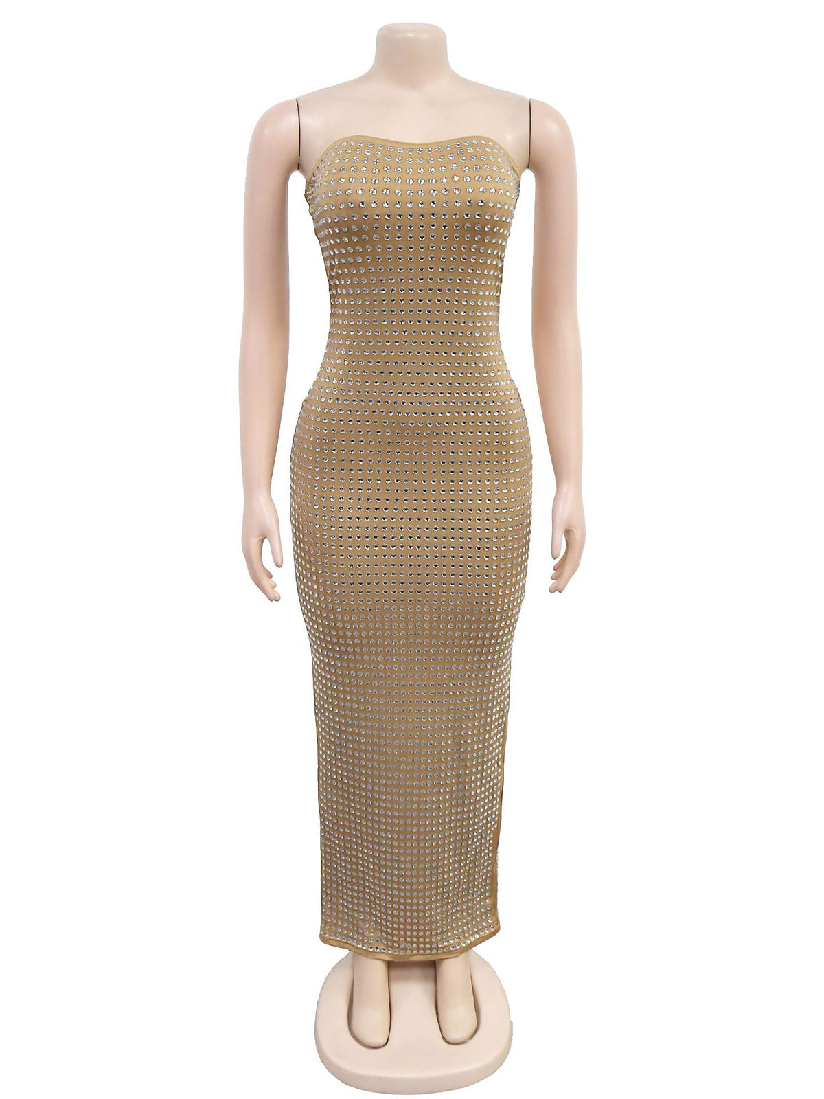 Fashion Rhinestone Slim Fit Party Club Strapless Dress