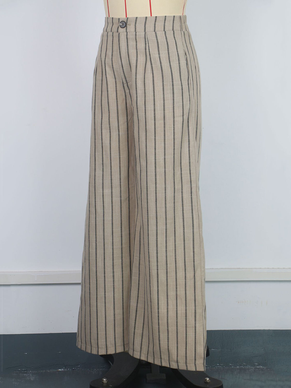 Casual Striped Linen Wide Leg Pants