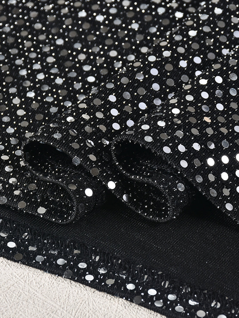 Nightclub Style Sequins Hooded Backless Mini Dress