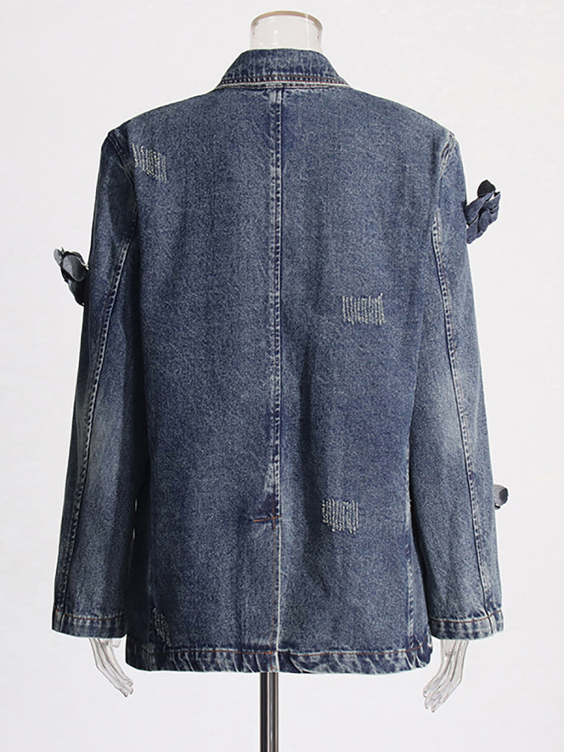 Fashion Single Breasted Denim Blazer