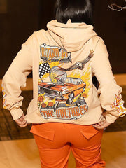 Fashion Print Long Sleeve Loose Hoodie