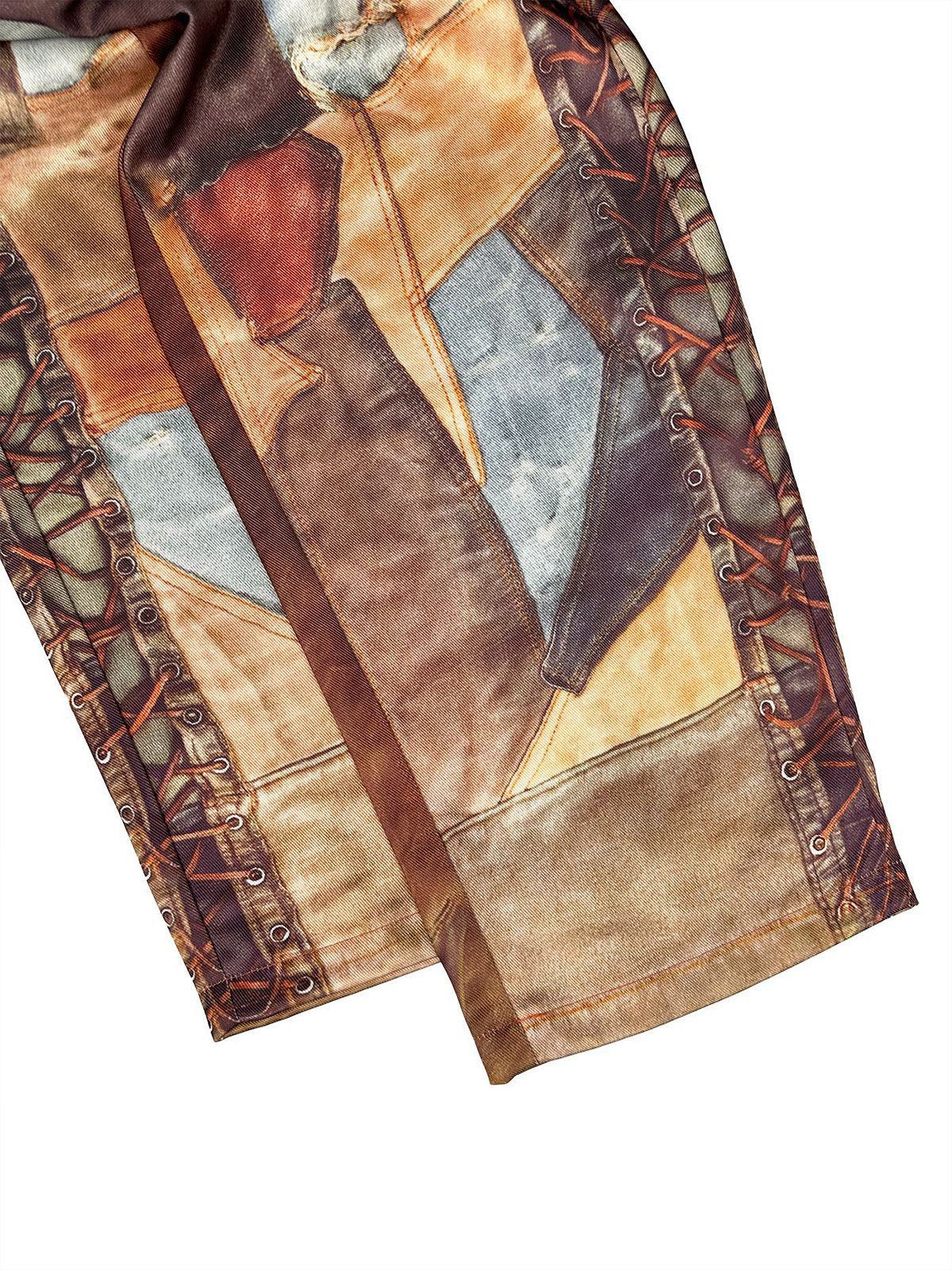 Fashion Print Wide Leg Denim Machete Pants Jeans
