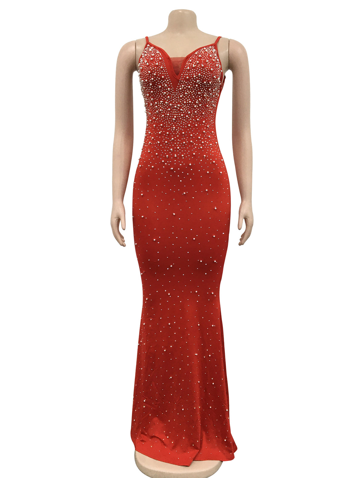 Sexy Spaghetti Strap Backless Rhinestones Evening Dress