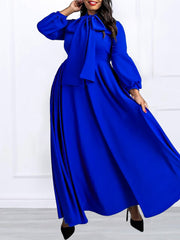 Solid Color Bubble Sleeve Dress
