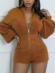 Fashion Zipper Long Sleeve Romper