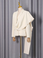 Fashion Beaded Asymmetric Drape Blazer