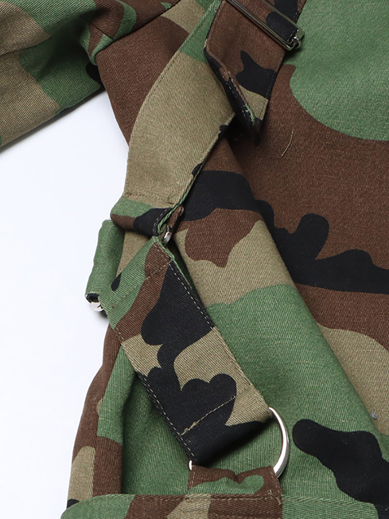 Camo Single Breasted Long Sleeve Casual Blazer