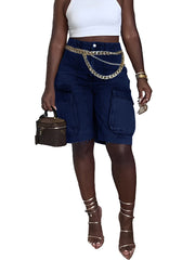 Casual High Waist Denim Cargo Shorts