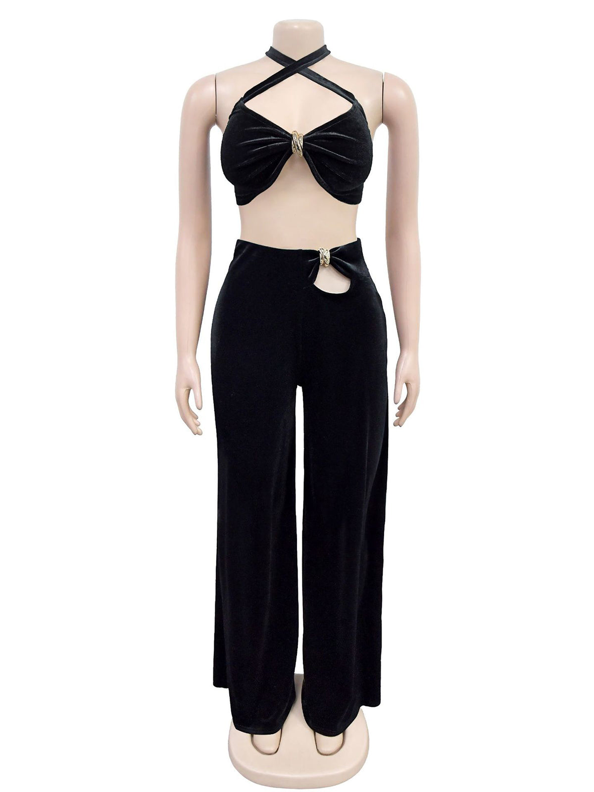 Sexy Halter Top Wide Leg Pant Set