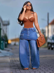 Layered Waist Straight Leg Jeans