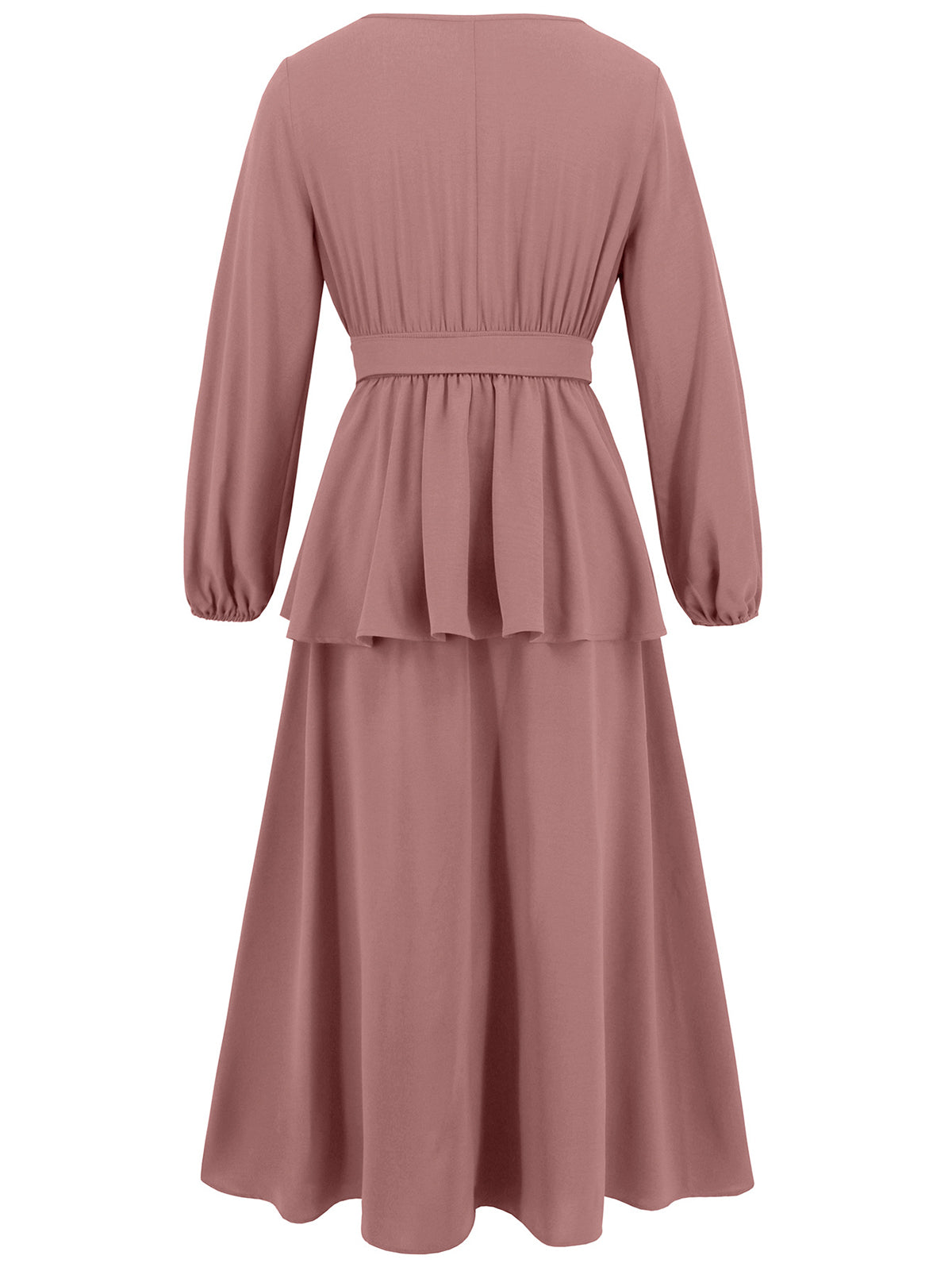 Solid Color Muslim Long Sleeve Midi Skirt Two Piece Set