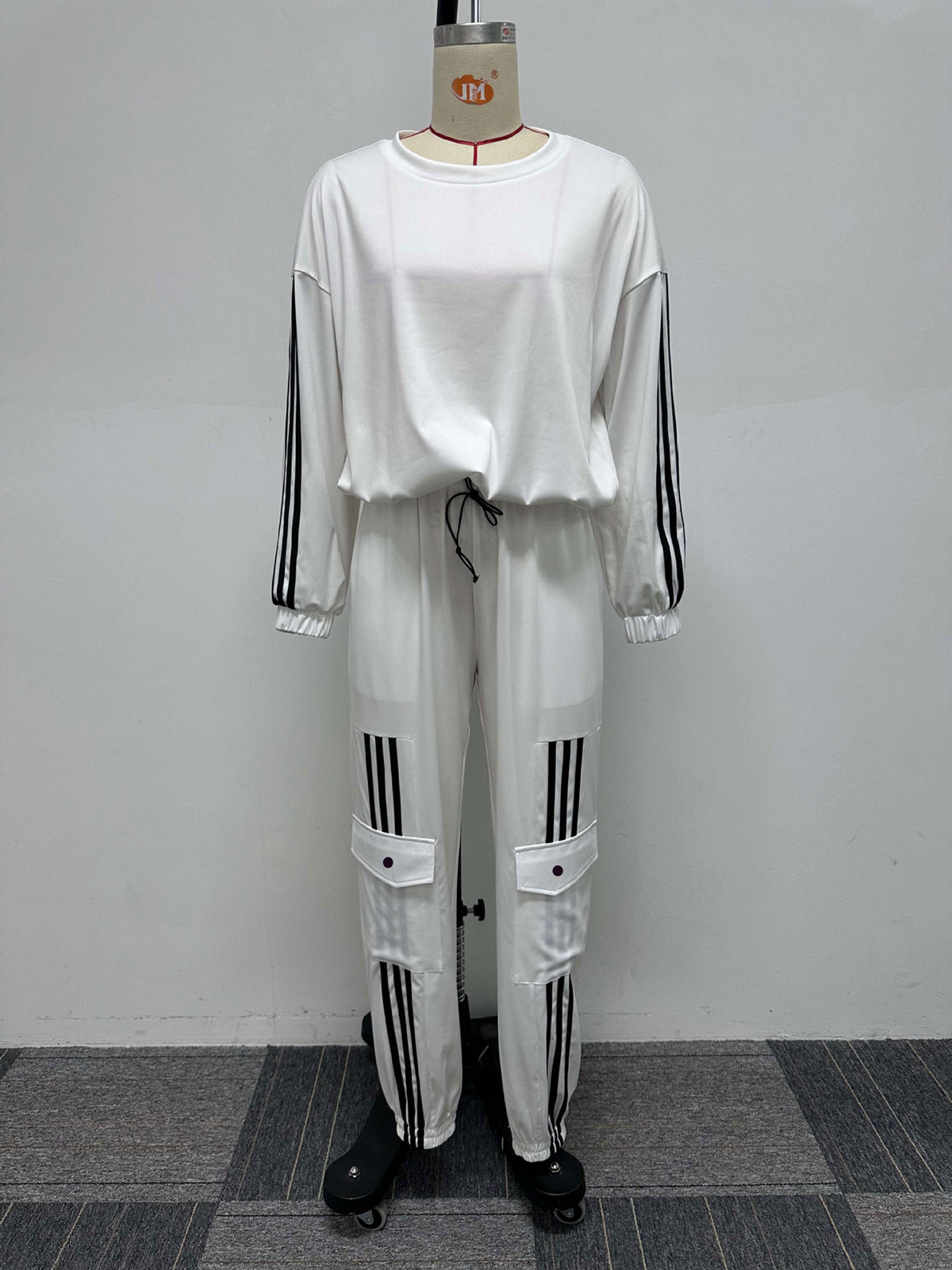 Fashion Stripe Comfy Sport Jogger Two Piece Tracksuit