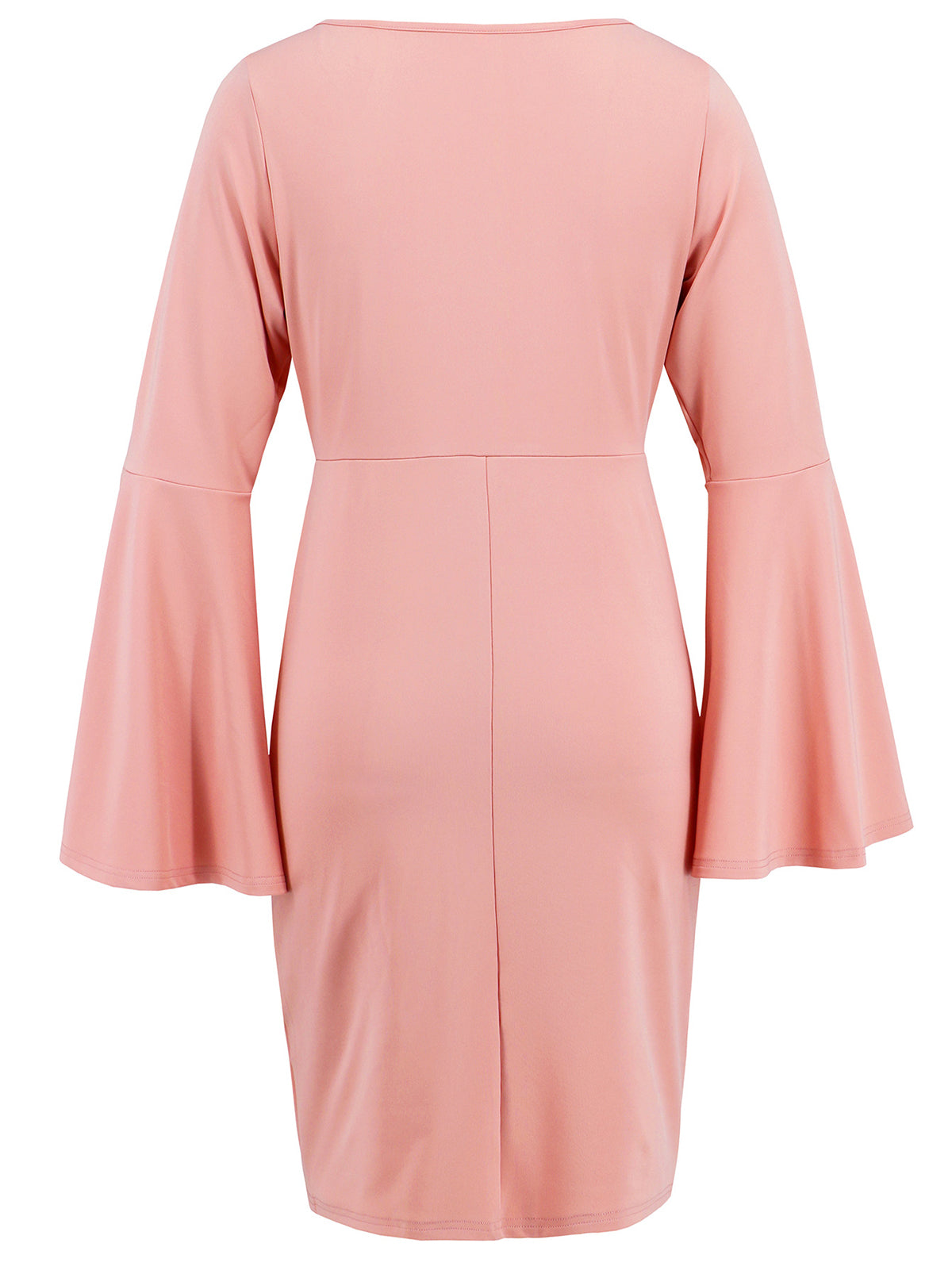 Crew Neck Bell Sleeve Bodycon Hips-Wrapped Dress