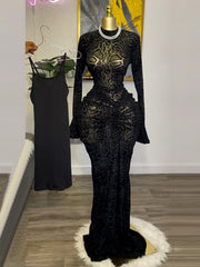 Sexy Snake Print Lace Patchwork O Neck Maxi Dress