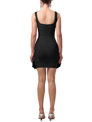 Sexy Rhinestone Ruffles Slim Mini Dress