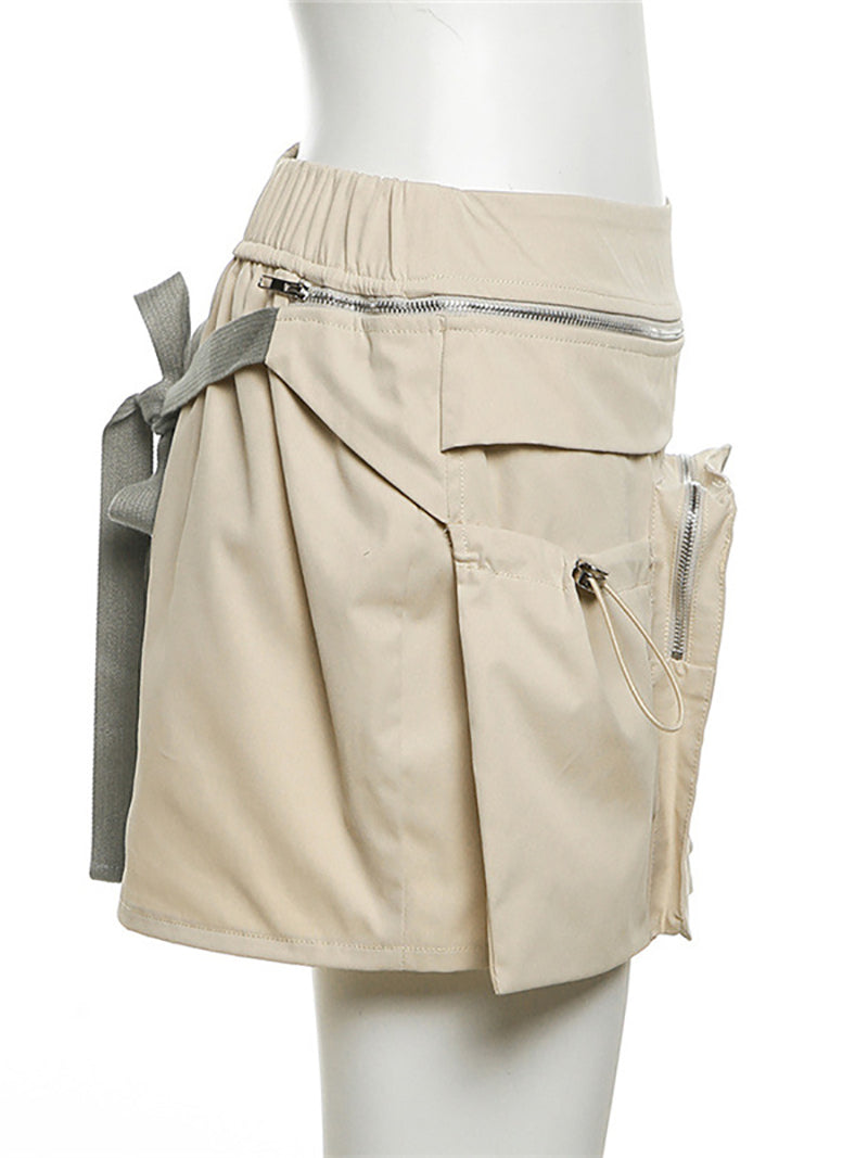 Casual Multi-pocket Cargo Short Skirt