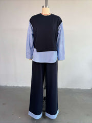 Striped Top and High Waist Pants Set