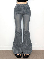 Stripe Jeans Flared Trousers