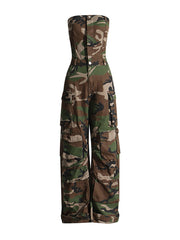 Sexy Camo Strapless Slim Jumpsuit