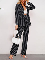 Stripe Suit Coat Wide leg Pants Set