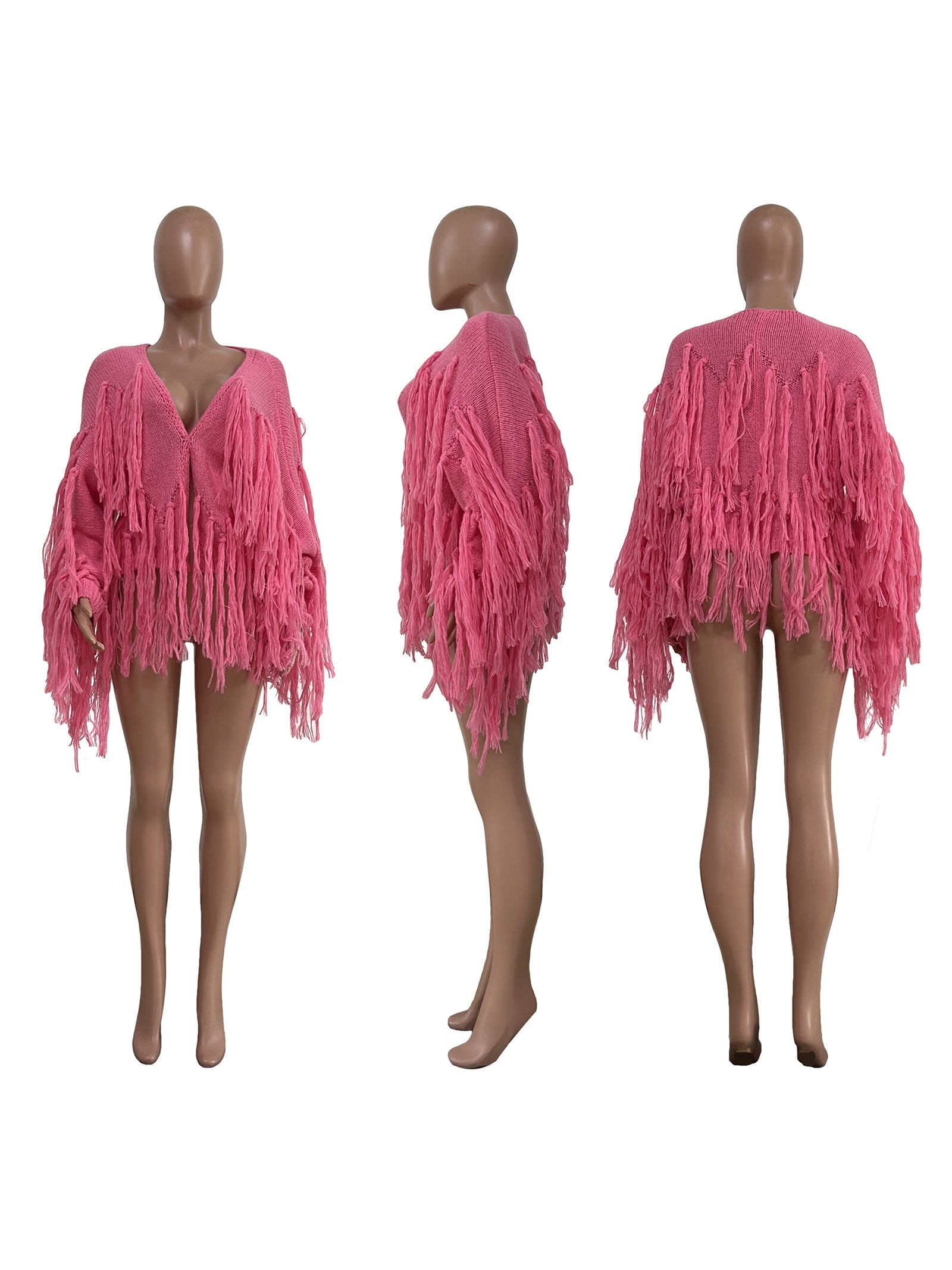 Solid Color Knit Tassels Cardigan Jacket